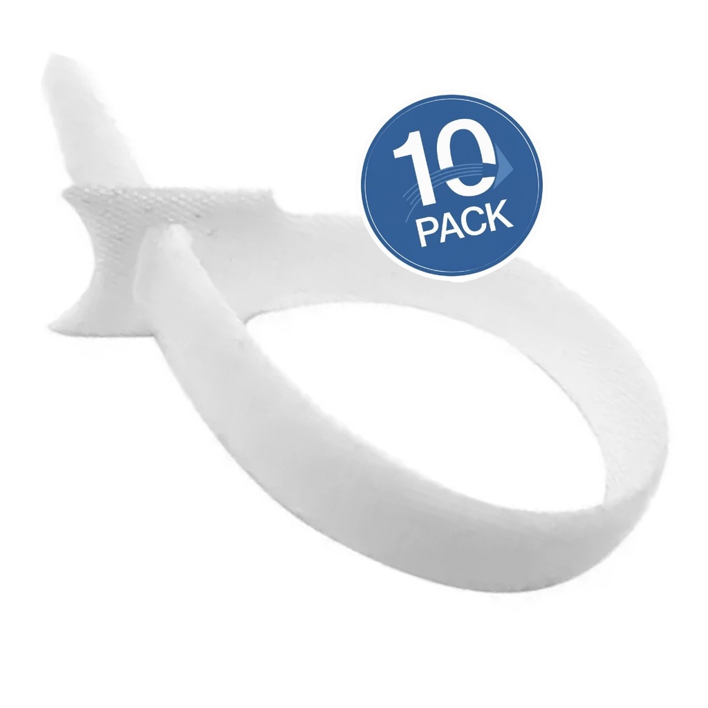 [WP-CINTAV-W12X20-10UND] Wireplus - Cinta Velcro Blanco 20cm [10 Unidades]