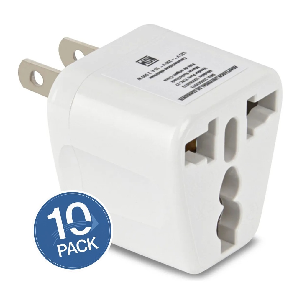 [ADA034-10] Adaptador Europeo a Americano 3 Pin [10 Unidades]