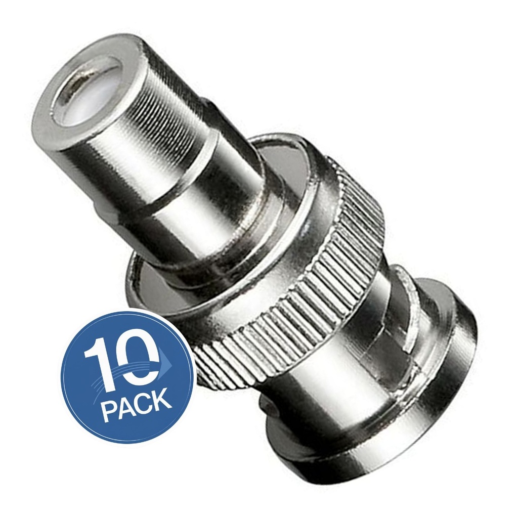 Adaptador BNC Macho a RCA Hembra [10 Unidades]