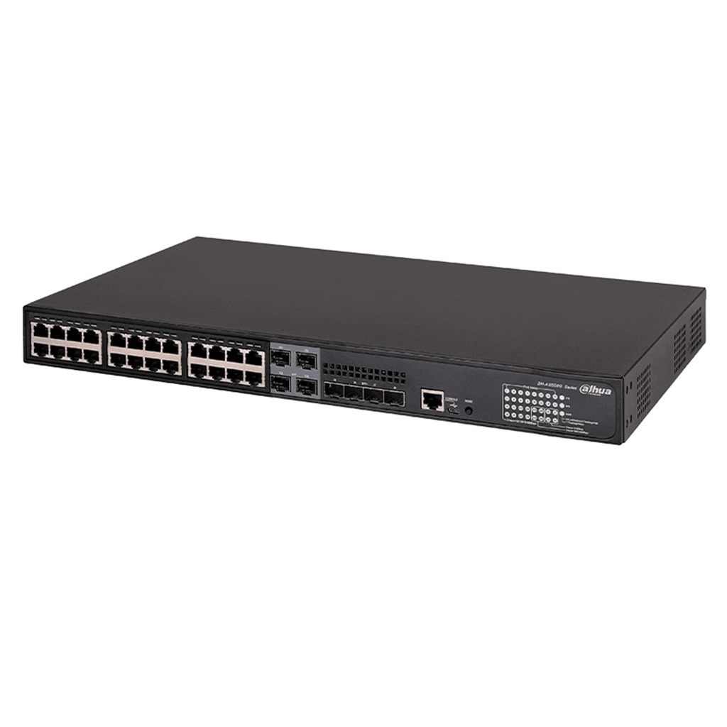 [DH-S5428-24GT4XF-360] Dahua - Switch Cloud L2+ PoE de 28 Puertos con 24 Puertos RJ-45 PoE (Gigabit)  y 4 Puertos SFP+ (1/10 Gbps) Gestión en la Nube Carcasa Metálica Total PoE 360W [Administrable]