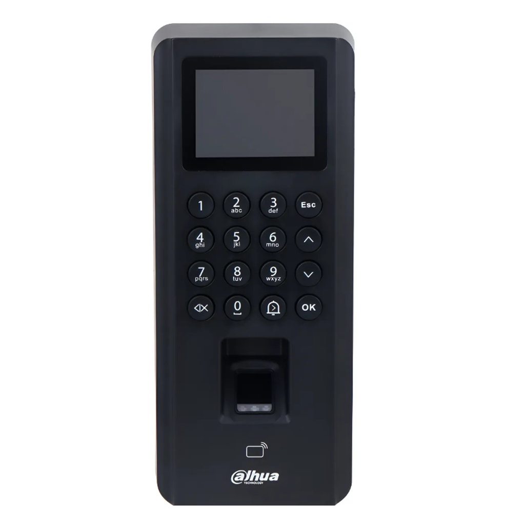[DHI-ASI2212J] Dahua - Control de Acceso con Pantalla de 2.4" (5.000 Usuarios 5.000 Claves 5.000 Tarjetas IC Mifare 3.000 Huellas 100.000 Registros) Comunicación TCP/IP Registro Automático Registro P2P y DHCP para Interiores [Serie ASI2]
