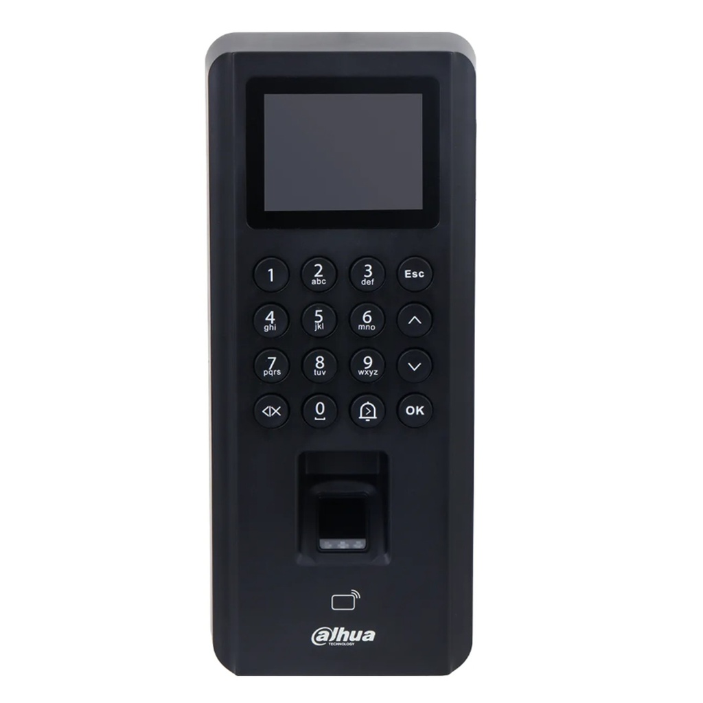 [DHI- ASI2212J-D] Dahua - Control de Acceso con Pantalla de 2.4" (5.000 Usuarios 5.000 Claves 5.000 Tarjetas ID 3.000 Huellas 100.000 Registros) Comunicación TCP/IP Registro Automático Registro P2P y DHCP para Interiores [Serie ASI2]