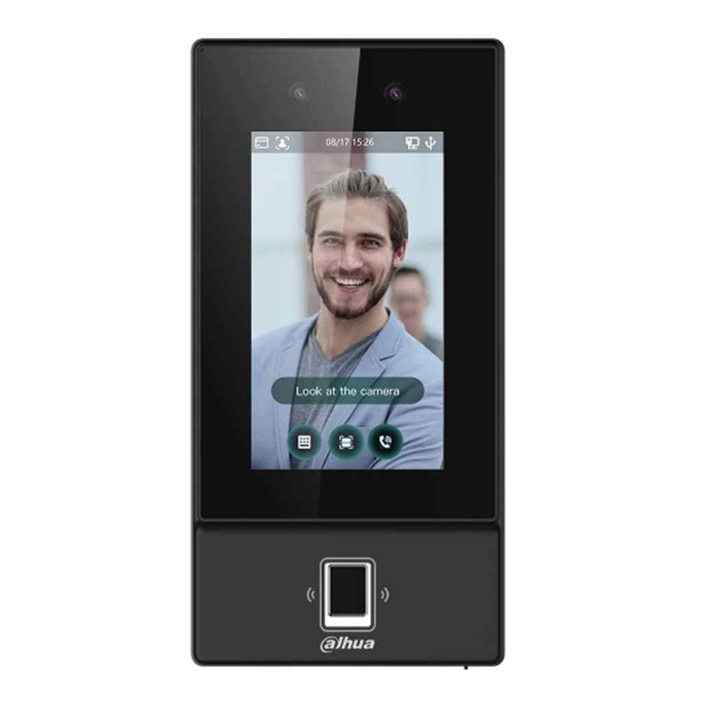 [DHI-ASI6214S-D] Dahua - Control de Acceso con Pantalla Táctil de 4.3" y Reconocimiento Facial (6.000 Usuarios 6.000 Rostros 10.000 Tarjetas ID 6.000 Claves 6.000 Huellas) Comunicación TCP/IP para Interiores y Exteriores [Serie FACT]