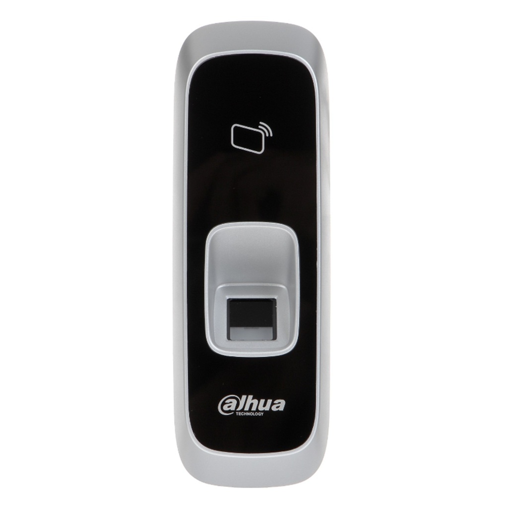 [DHI-ASR1102A(V3)] Dahua - Lector de Acceso de Reconocimiento de Tarjetas (IC Mifare) de Identificación Sin Contacto y Huellas (3.000) con Retroiluminación Azul Comunicación RS-485 y Wiegand Uso en Interiores