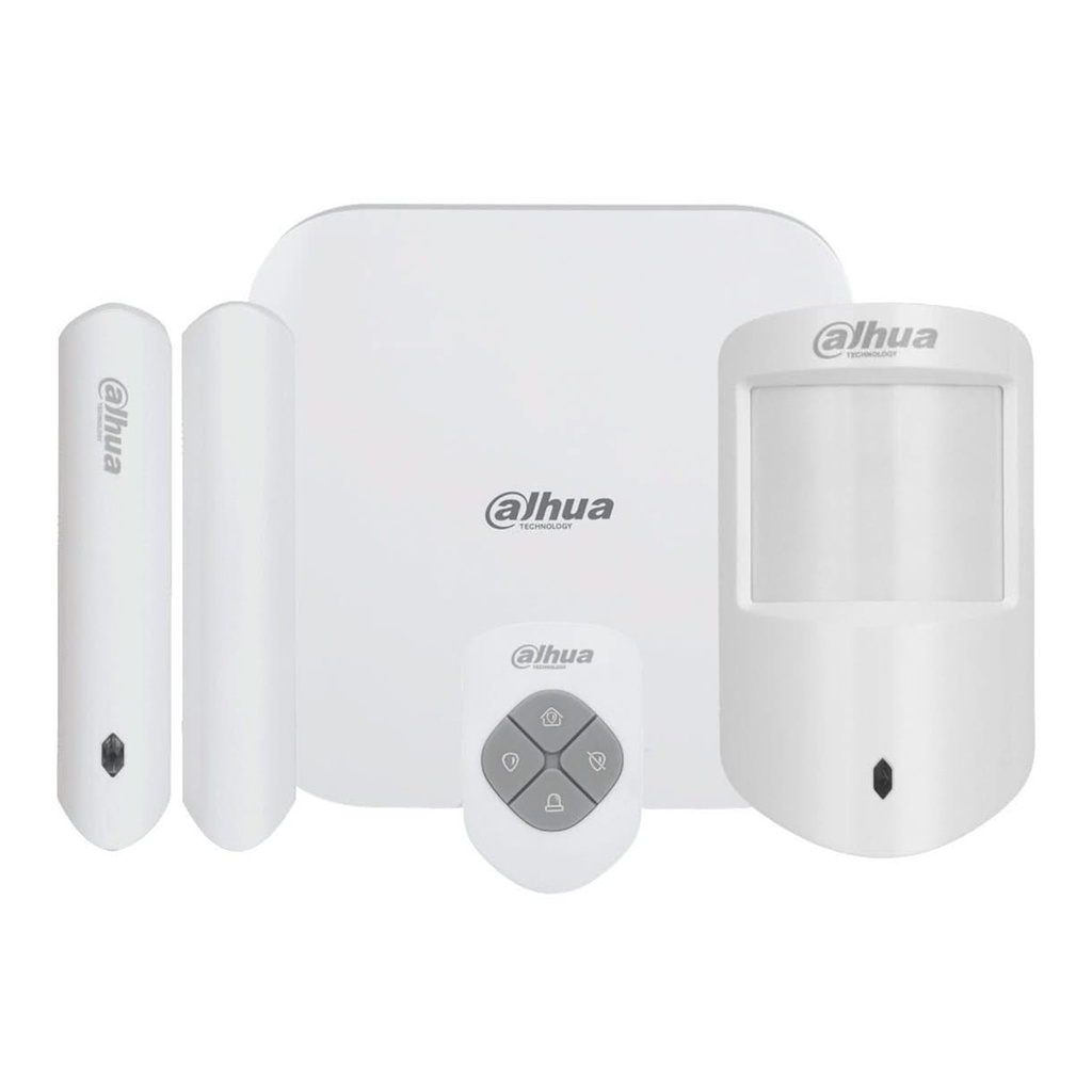 [DHI-ART-ARC3800H-03-W2] Dahua - Kit de Alarma Inalámbrico Hub2 con Wi-Fi y Ethernet Admite 150 Canales Periféricos Inalámbricos Audio Bidireccional Frecuencia 433MHz (Incluye Panel de Alarma Sensor de Movimiento Contacto Magnético y Control Remoto)