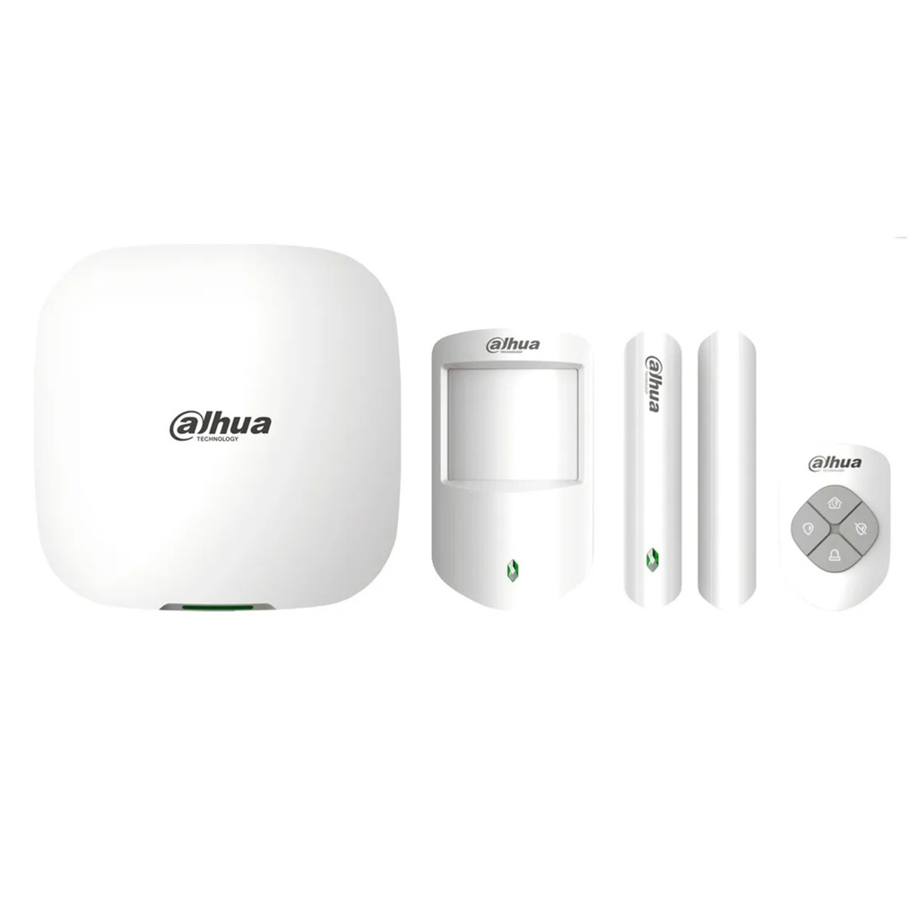 [DHI-ART-ARC3000H-03-W2] Dahua - Kit de Alarma Inalámbrico con Wi-Fi y Ethernet Admite 150 Canales Periféricos Inalámbricos Frecuencia 433MHz (Incluye Panel de Alarma Sensor de Movimiento Contacto Magnético y Control Remoto)