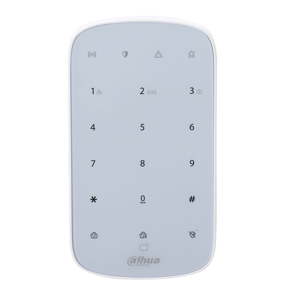 [DHI-ARK30T-W2] Dahua - Teclado Inalámbrico Interior Táctil para Armado y Desarmado Soporta hasta 32 Usuarios con Pin o Tarjetas (IC Mifare) Indicadores Led de Status del Panel Alarma de Batería Baja Frecuencia 433MHz [Bateria 4 x AA]