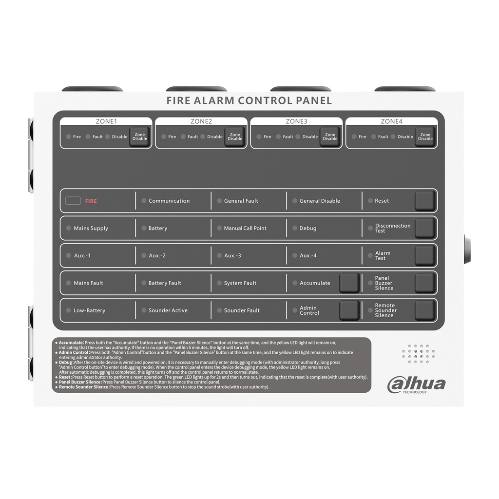 [DHI-HY-C102-4] Dahua - Panel de Control de Alarma Contra Incendios Convencional de 4 Zonas Interfaz Ethernet Interfaz RS-485 Alimentación principal de 90 VCA a 270 VCA [WisuAlarm]