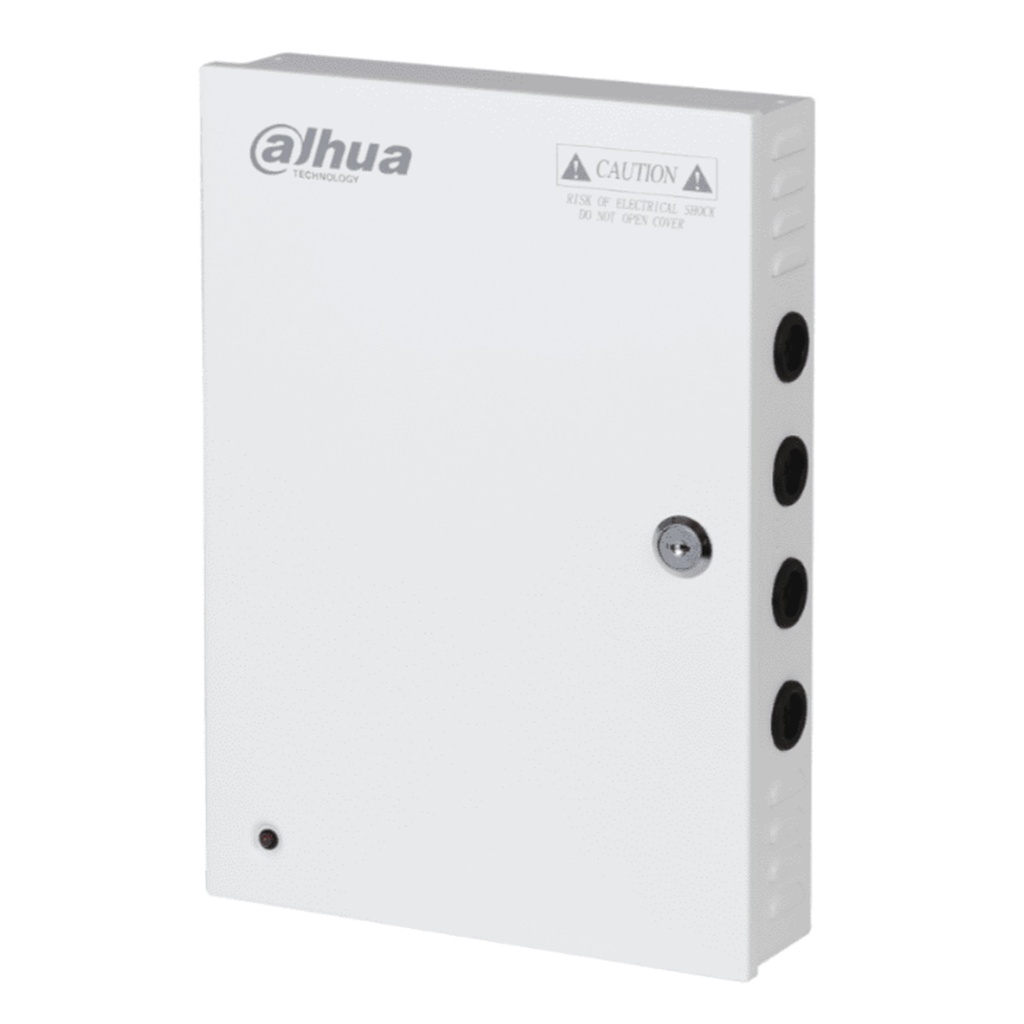 [DH-PFM342-9CH] Dahua - Fuente de Poder Centralizada de 12V 10A con Distribuidor para 9 Camaras Indicadores Led por Canal Voltaje de Entrada de AC90V-264V Fusibles Intercambiables Gabinete Metalico con Cerradura Protección Contra Descargas