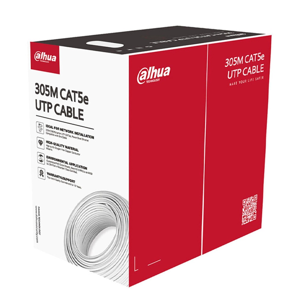 [DH-PFM920I-5EU-C-white] Dahua - Cable UTP CAT5e (Categoria 5e) 100% Cobre Interior 0.50MM 23 AWG Blanco [Caja 305 Metros]