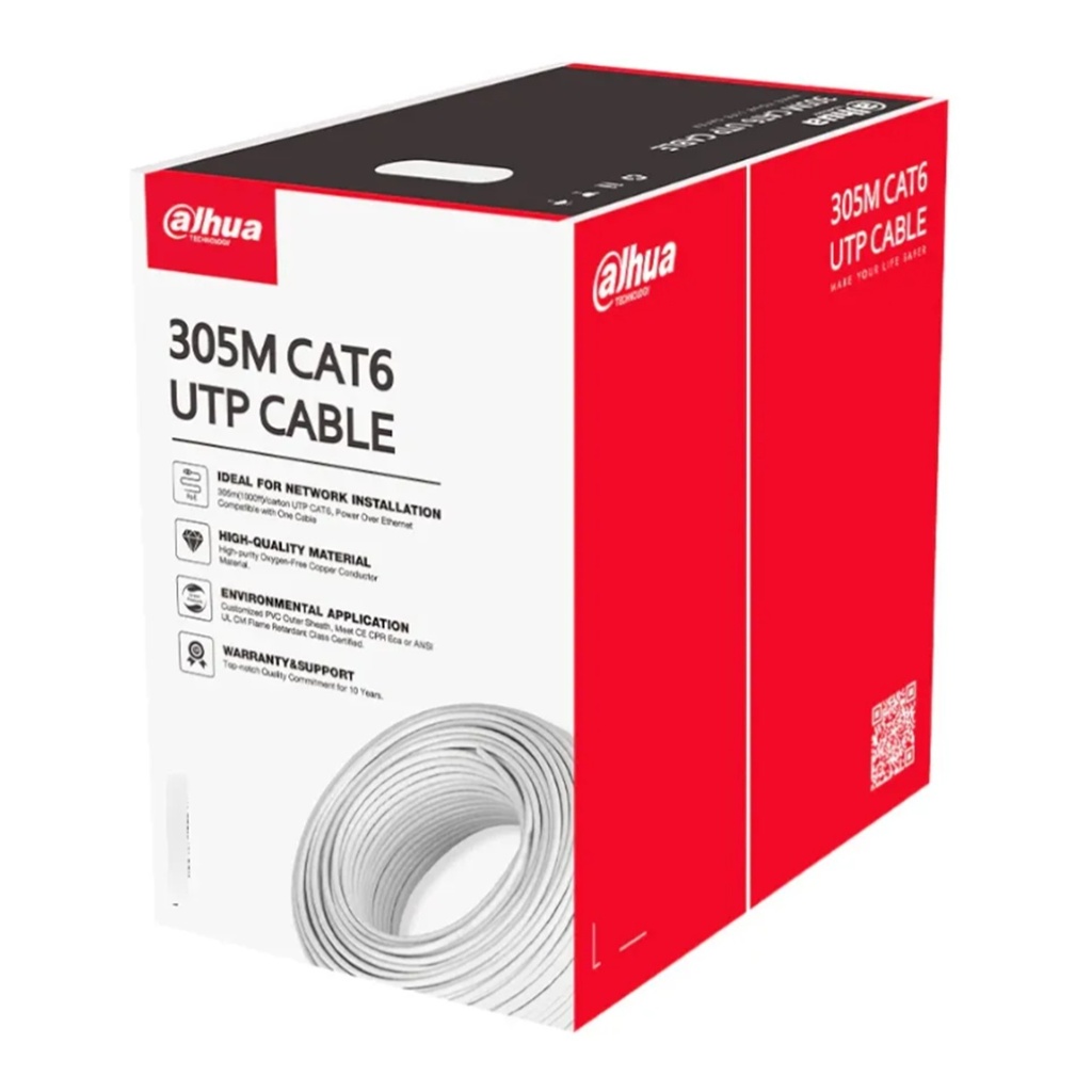 [DH-PFM920I-6UN-C-gray] Dahua - Cable UTP CAT6 (Categoria 6) 100% Cobre Interior 0.53MM Gris [Caja 305 Metros]