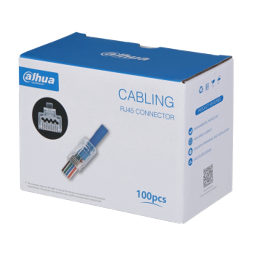[DH-PFM976-631-PT] Dahua - Conector RJ45 Pasante CAT6 (Categoria 6) 15U 21 AWG a 23 AWG [100 Unidades]