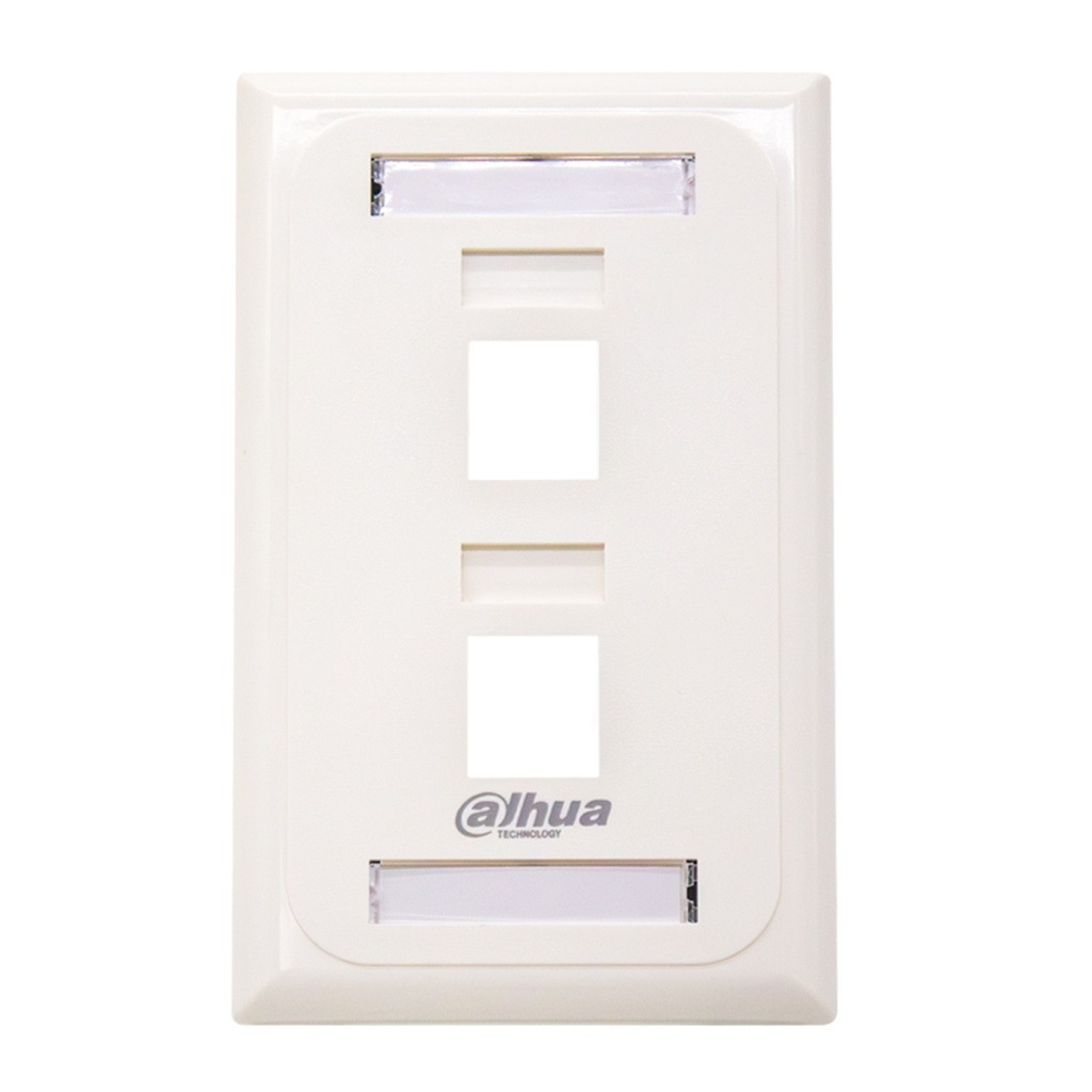 [DH-PFM3971-US-2] Dahua - Face Plate 2 Puertos Placa Frontal de Pared para Keystone con Etiqueta Integrada Blanco [Unidad]