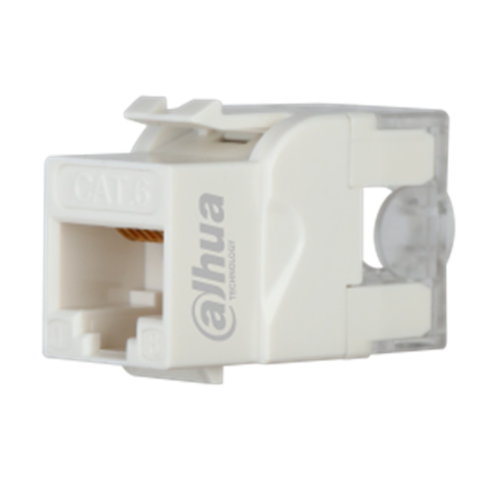 [DH-PFM3970-6U-white] Dahua - Conector Keystone Jack Coupler Sin Blindaje RJ45 CAT6 (Categoria 6) ANSI/TIA568.2-D (Blanco) [50 Unidades]