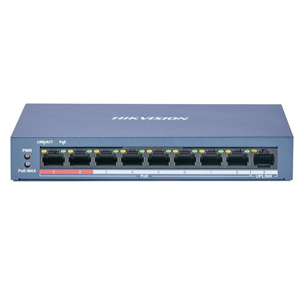 [DS-3E0109P-E/M(C)] Hikvision - Switch POE 8 Puertos a 10/100 Mbps + 1 Puerto Uplink (115W - 300m)