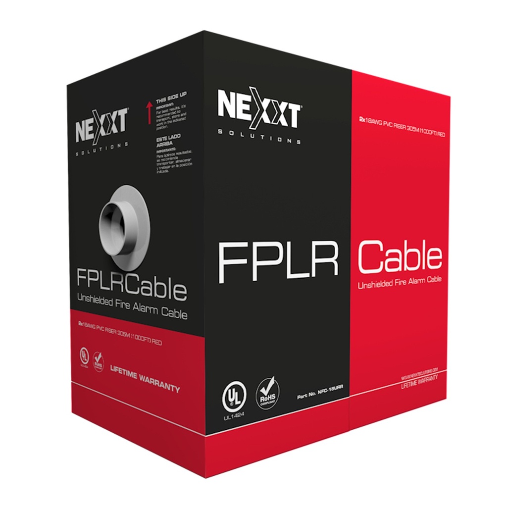 [FI000NXT02] Nexxt - Cable de Alarma/Fuego Blindado 1 Par 18AWG FPLR PVC (Rojo) [305m/1000ft]