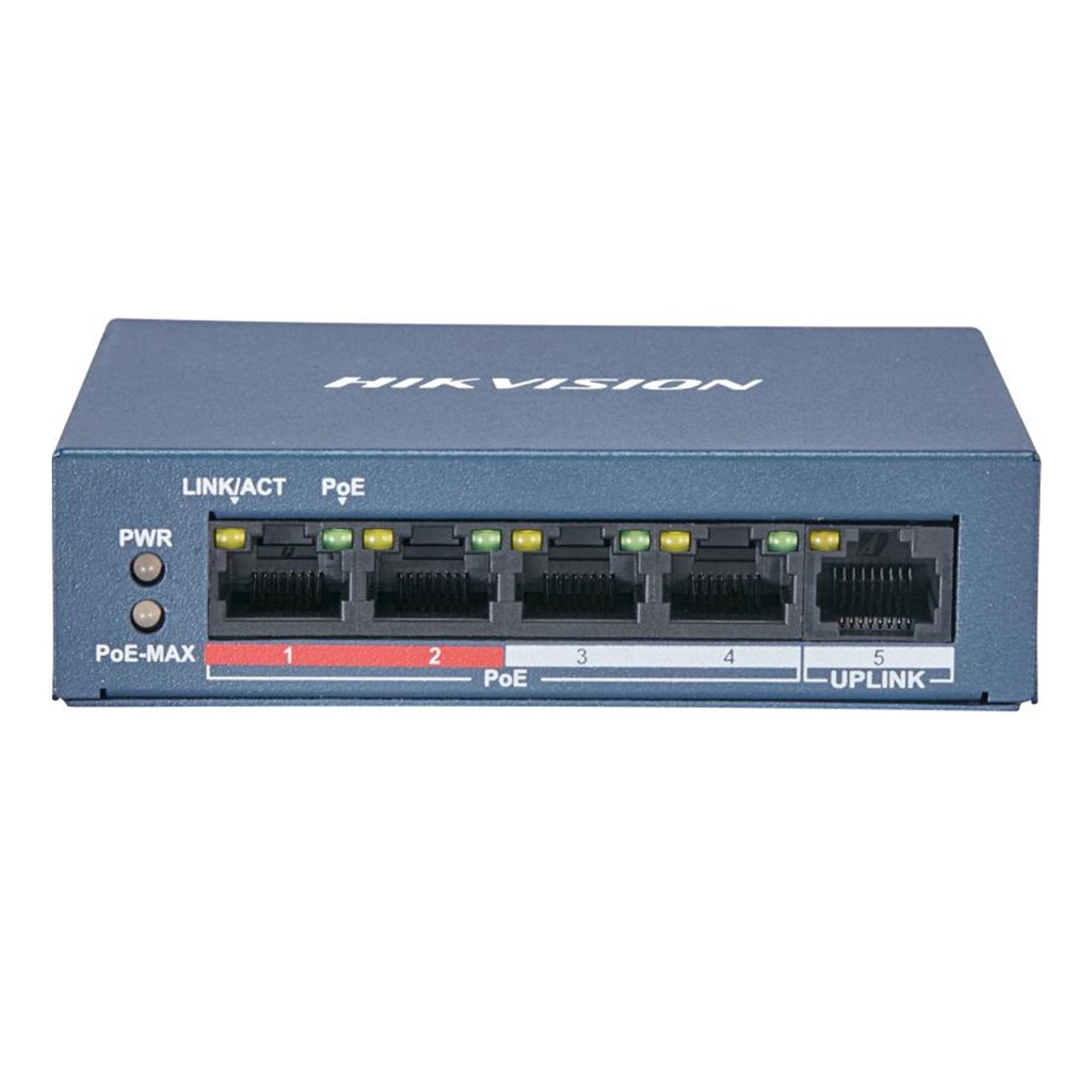 [DS-3E0105P-E/M(B)(O-STD)] Hikvision - Switch POE 4 Puertos a 10/100 Mbps + 1 Puerto Uplink