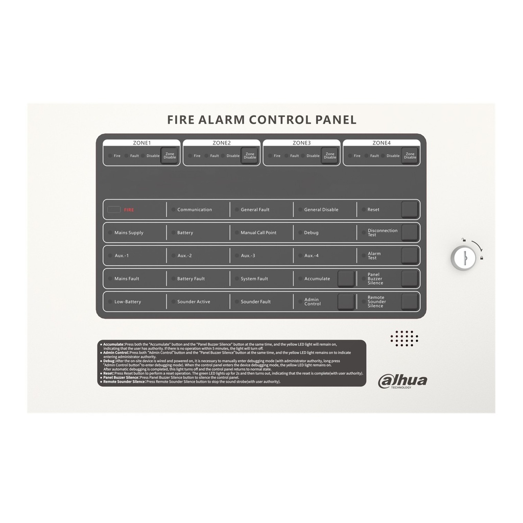 [DHI-HY-C102-4L] Dahua - Panel de Control de Alarma Contra Incendios Convencional de 4 Zonas Interfaz Ethernet Interfaz RS-485 Alimentación principal de 100 VCA a 240 VCA Capacidad de 25 detectores por zona Grado de protección IP30... [Convencional]