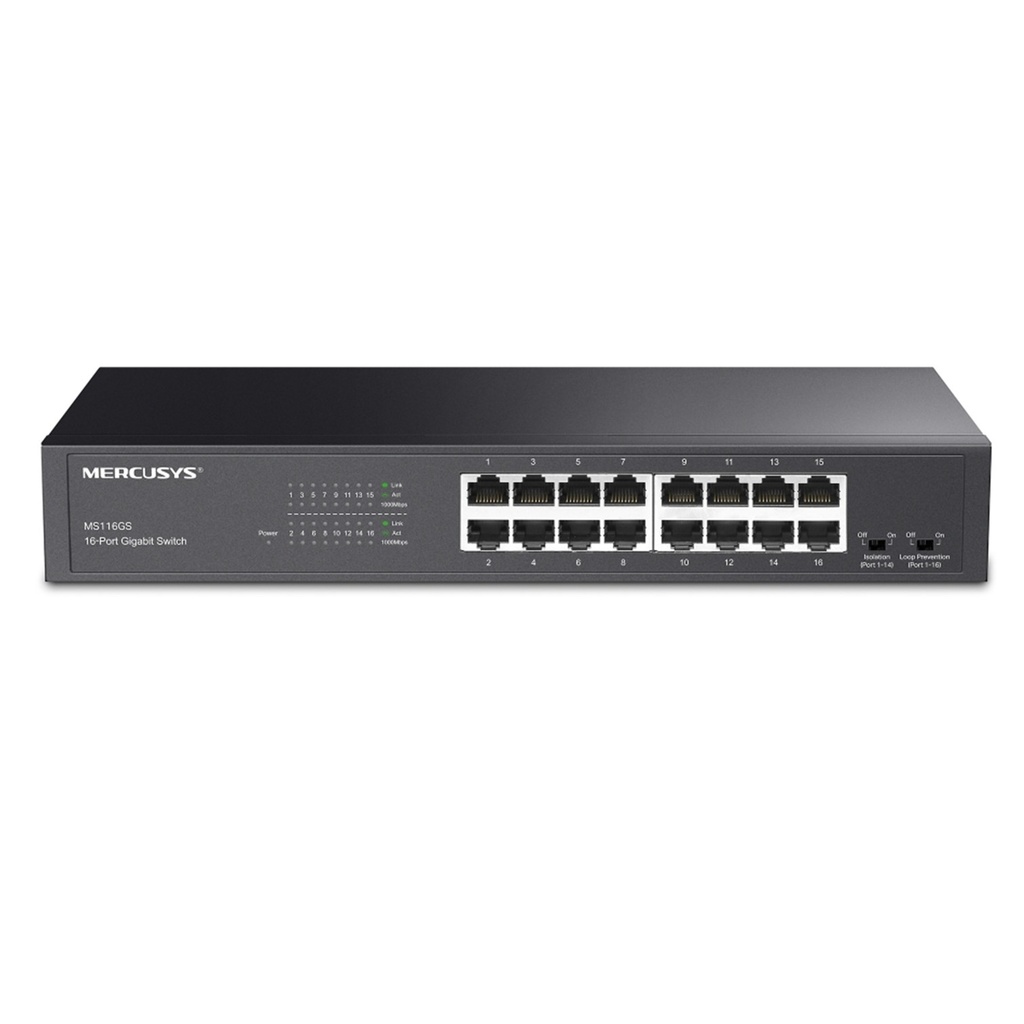 [MS116GS] Mercusys - Switch de Escritorio/Rack de 16 Puertos Gigabit