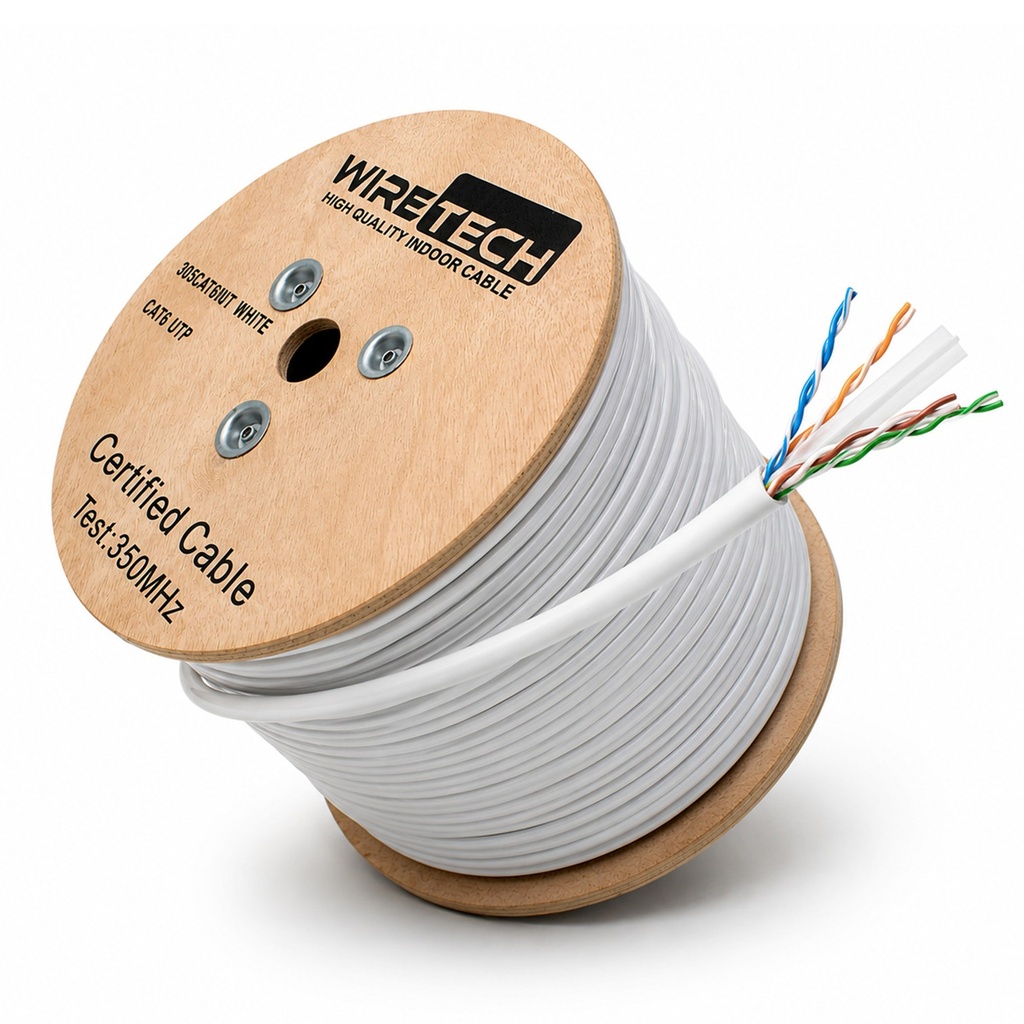 [LP-305C6INT] WireTech - Cable UTP CAT6 (Categoría 6) Interior (Blanco) [Bobina 305 Metros]