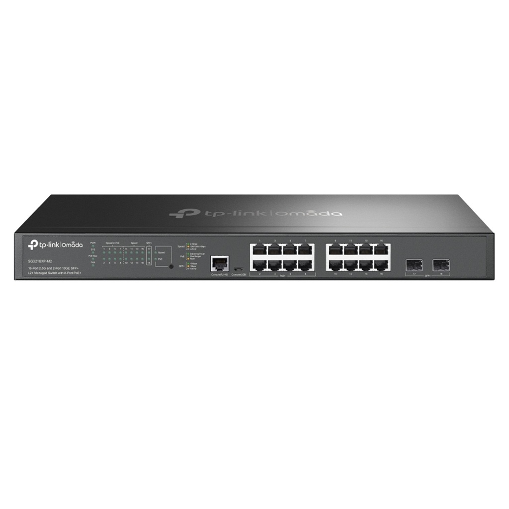 [SG3218XP-M2] TP-Link - Switch L2+ de 16 Puertos a 2.5G y 2 SFP+ a 10G con 8 PoE+ 240W de Alimentación PoE [Omada]