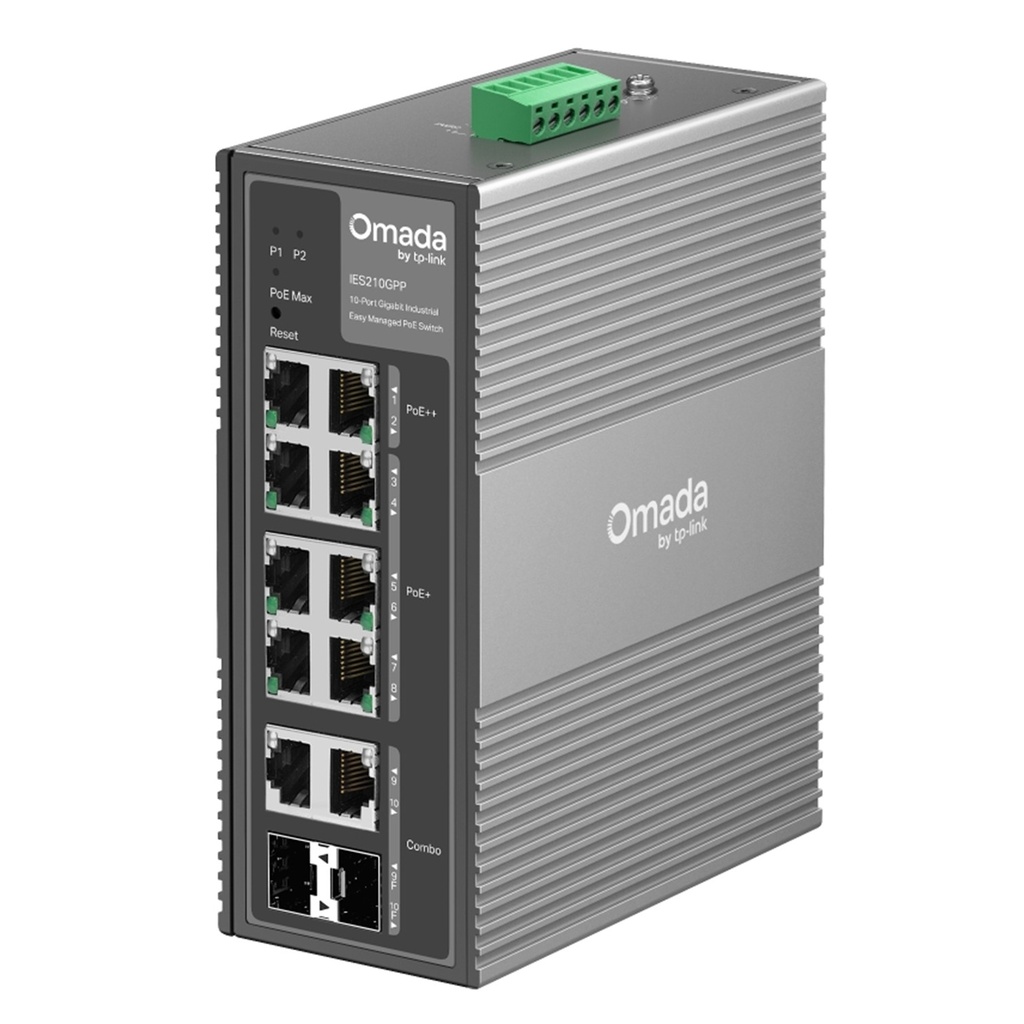 [IES210GPP] TP-Link - Switch Industrial Easy Managed con 6 Puertos PoE+ y 2 puertos PoE++ [Omada]