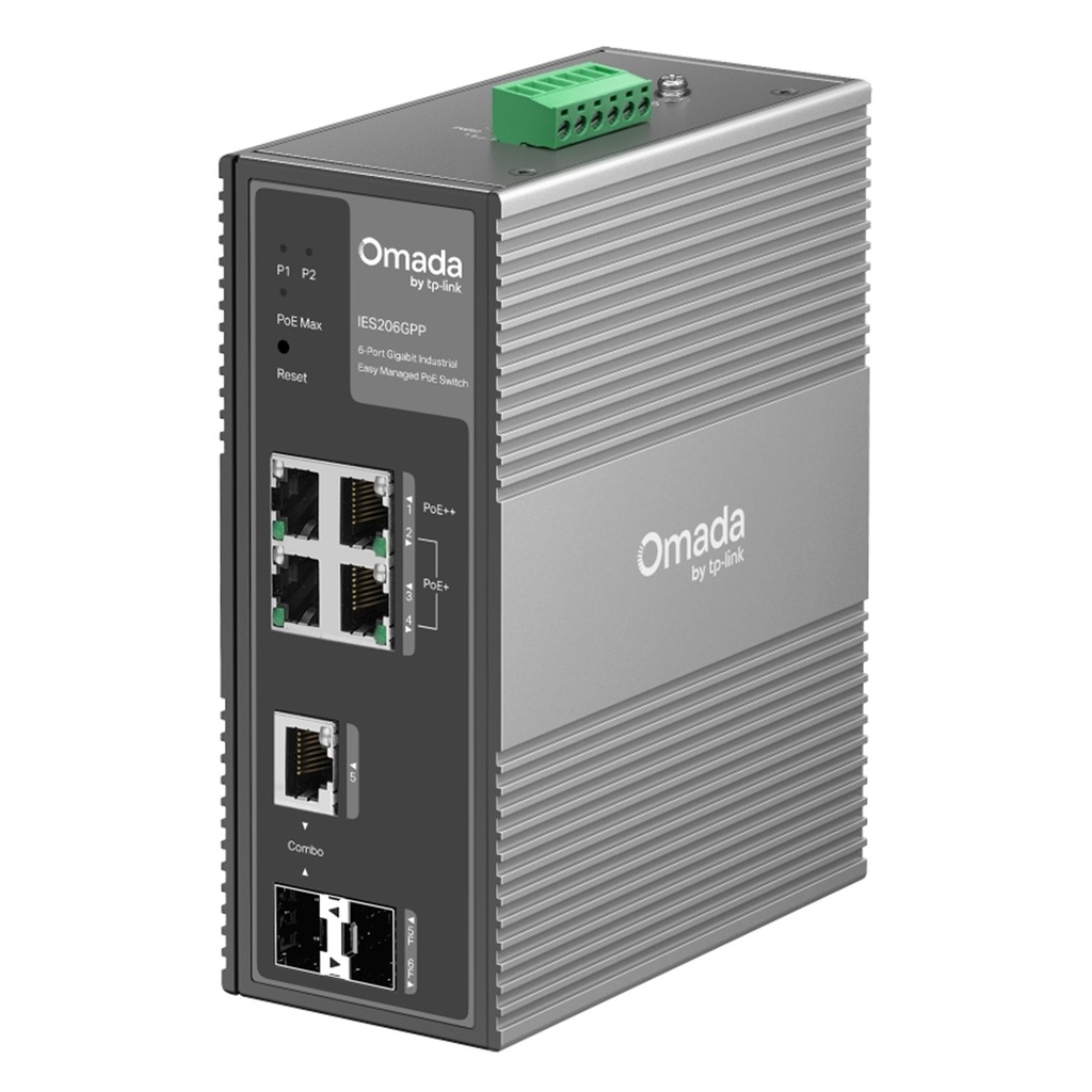 [IES206GPP] TP-Link - Switch Industrial Easy Managed 6 Puertos Gigabit 3 Puertos PoE+ y 1 Puerto PoE++ [Omada]