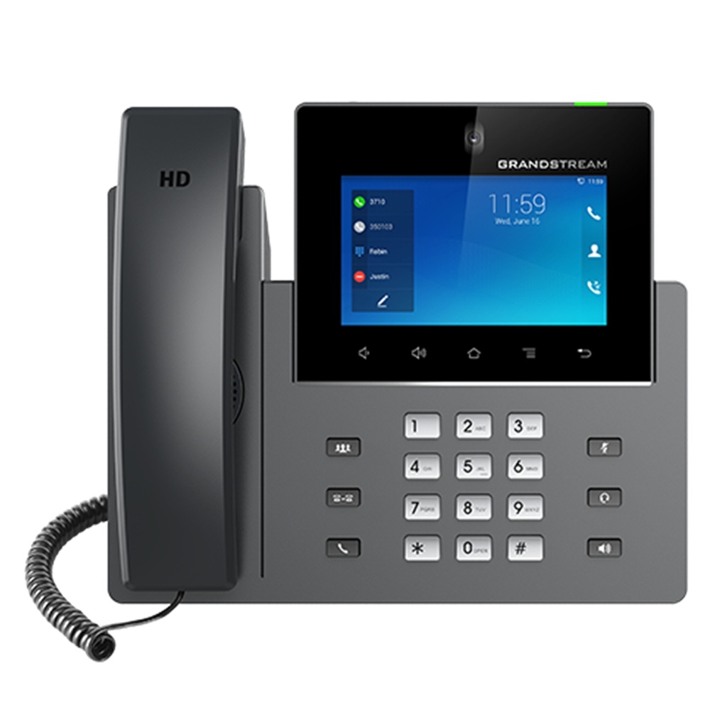 [GXV3450] Grandstream - Videoteléfono IP 16 líneas con hasta 16 cuentas SIP pantalla táctil capacitiva IPS LCD de 5 pulgadas 1280x720 de 5 puntos cámara CMOS de 2 megapíxeles Wi-Fi 5 doble banda Bluetooth 5.0 PoE/PoE+ conferencia de audio de 10 vías