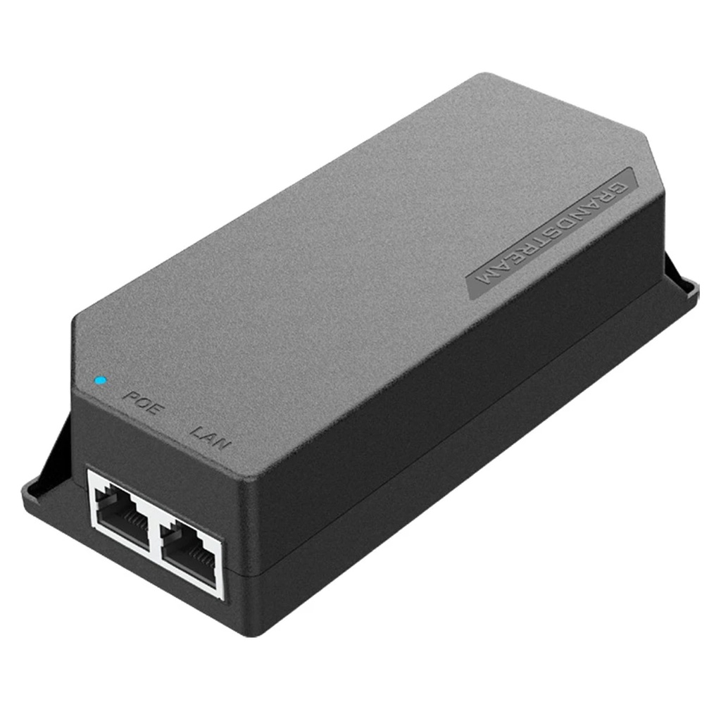 [GS-POE15W-MG] Grandstream - Inyector PoE potencia de salida 20W estándar IEEE 802.3af entrada 100~240VAC 50/60Hz salida 54VDC 1 puerto RJ45 LAN IN de 2.5Gbps y 1 puerto RJ45 LAN OUT con PoE de 2.5Gbps