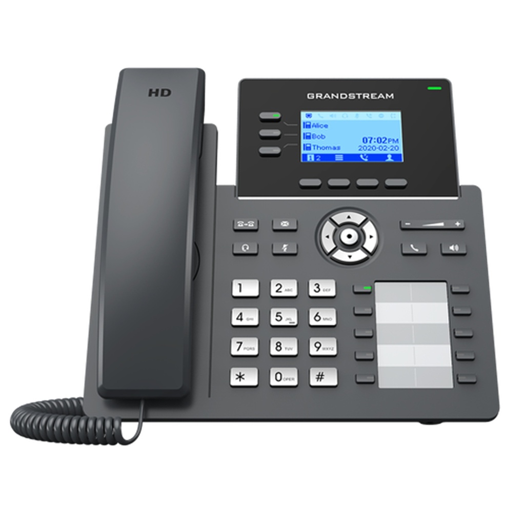 [GRP2604P] Grandstream - Teléfono IP 6 cuentas SIP pantalla LCD retroiluminada 2.7 pulgadas 132x64 PoE integrado dos puertos Gigabit 10/100/1000 Mbps