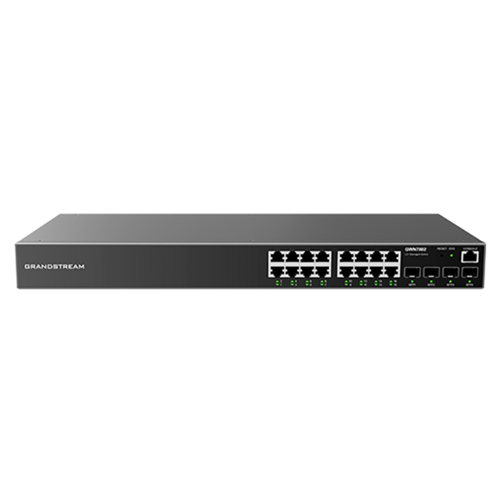 [GWN7802] Grandstream - Switch Administrable switch Capa 2+ con 16 puertos Gigabit Ethernet y 4 puertos SFP capacidad de conmutación de 40Gbps sin PoE