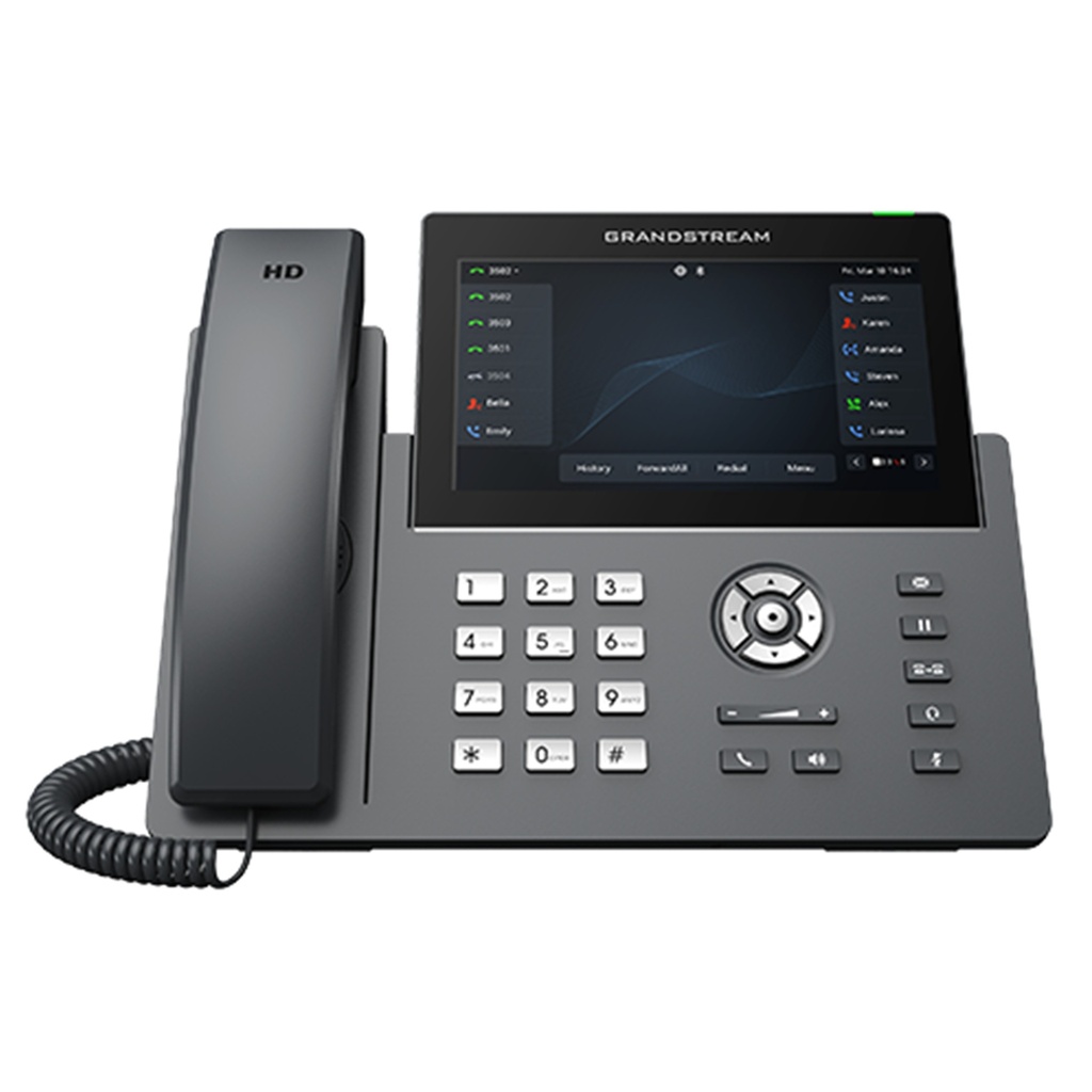 [GRP2670] Grandstream - Teléfono IP 12 líneas 16 cuentas SIP 48 teclas VPK pantalla táctil capacitiva 7 pulgadas 1024x600 PoE integrado dos puertos Gigabit Wi-Fi 6 doble banda Bluetooth
