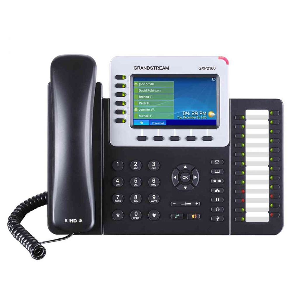 [GXP2160] Grandstream - Teléfono IP 6 cuentas SIP 6 líneas pantalla LCD color 4.3 pulgadas 480x272 24 teclas BLF de doble color PoE integrado dos puertos Gigabit Bluetooth integrado