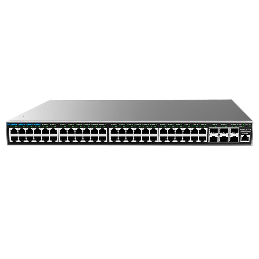 [GWN7816] Grandstream - Switch Capa 3 48 puertos Gigabit Ethernet y 6 puertos SFP+ de 10 Gigabit capacidad de conmutación de 216Gbps sin PoE