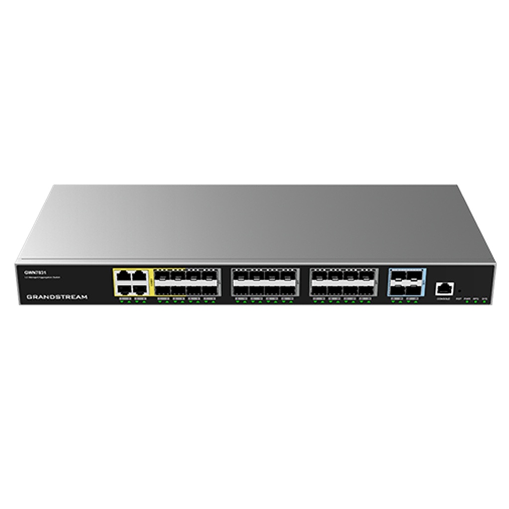 [GWN7831] Grandstream - Switch Agregación Capa 3 4 puertos Gigabit Ethernet combo 24 puertos SFP de 1G y 12 puertos SFP+ de 10G capacidad de conmutación de 128Gbps