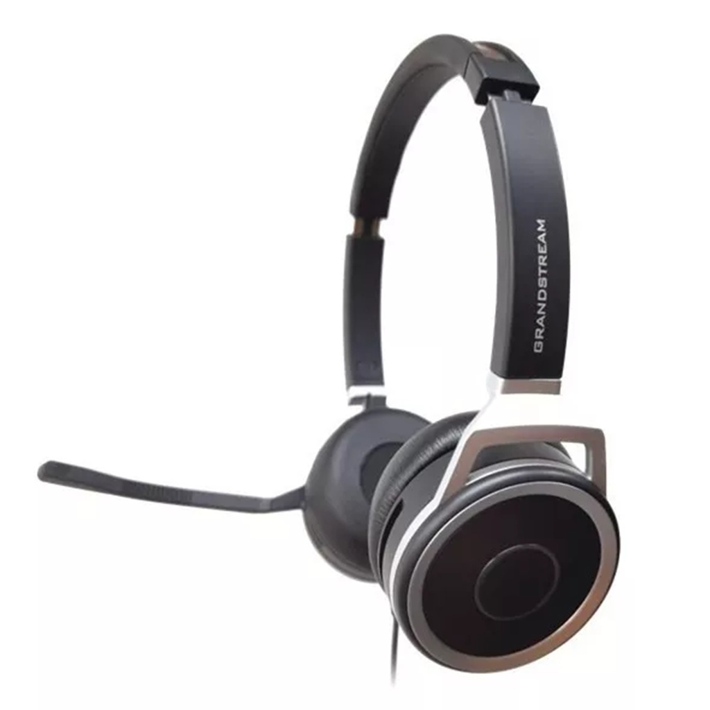 [GUV3005] Grandstream - Auricular USB auricular USB HD conexión USB 2.0 micrófono con cancelación de ruido diadema de cuero ajustable controles de volumen y silencio en línea luz de ocupado que indica llamada en curso