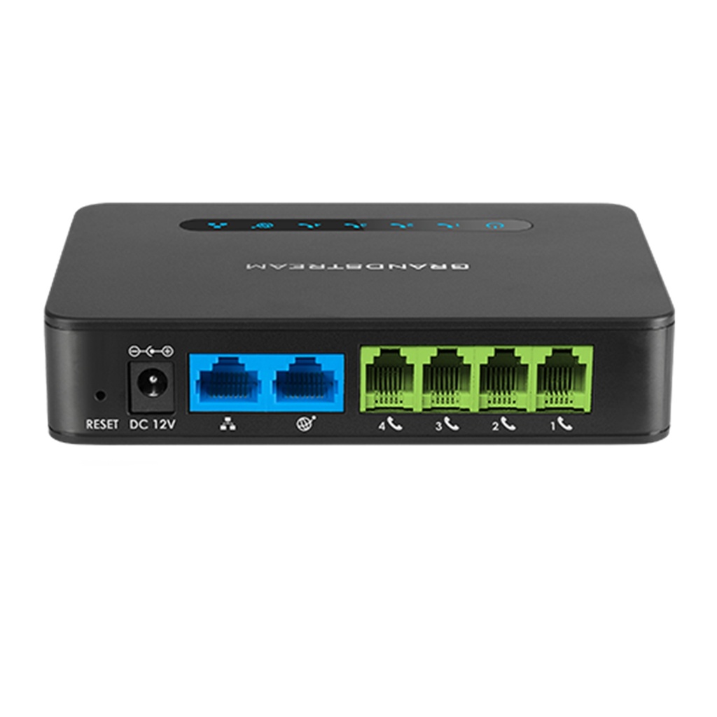 [HT814] Grandstream - Adaptador Telefónico Analógico (ATA) 4 puertos FXS 2 perfiles SIP dos puertos RJ45 10/100/1000 Mbps router NAT Gigabit integrado hasta 100 Mbps de enrutamiento fax T.38 TLS y SRTP