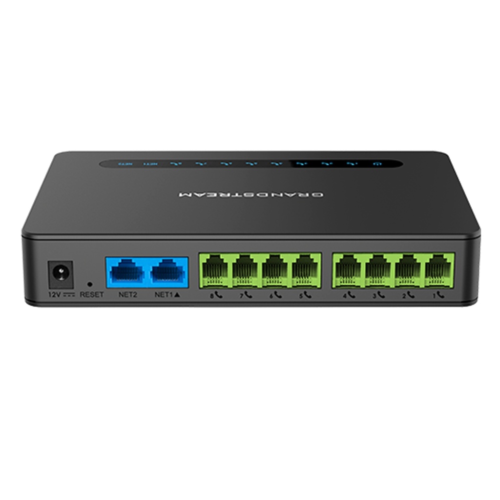 [HT818 V2] Grandstream - Adaptador Telefónico Analógico (ATA) 8 puertos FXS RJ11 2 perfiles SIP dos puertos RJ45 10/100/1000 Mbps router NAT de alto rendimiento conferencia de 3 vías por puerto fax T.38 hasta 14.4 kbps