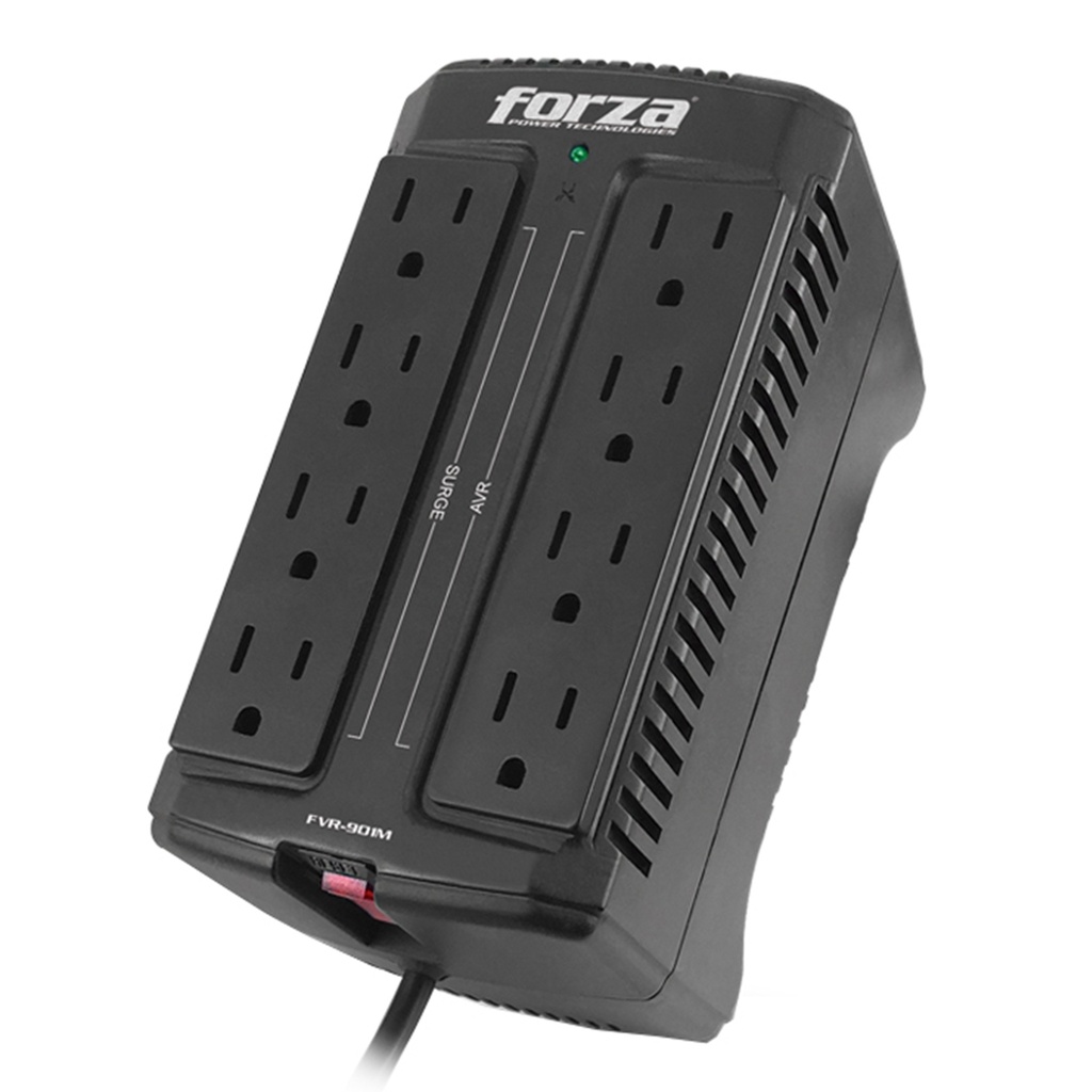[FVR-901M] Forza - Regulador Automático de Voltaje 900VA/450W [8] x Salidas Montaje en Pared 120V