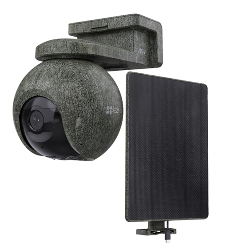 [CS-EB8/SP-R200-CF(4K W4GA)] Ezviz - Kit Cámara Domo IP PT Inalámbrica HD 4K [8MP] 4G + Wi-Fi Rotatoria Lente 4mm con Batería 10400mAh y Panel Solar 8W Audio Bidireccional Exterior IP65