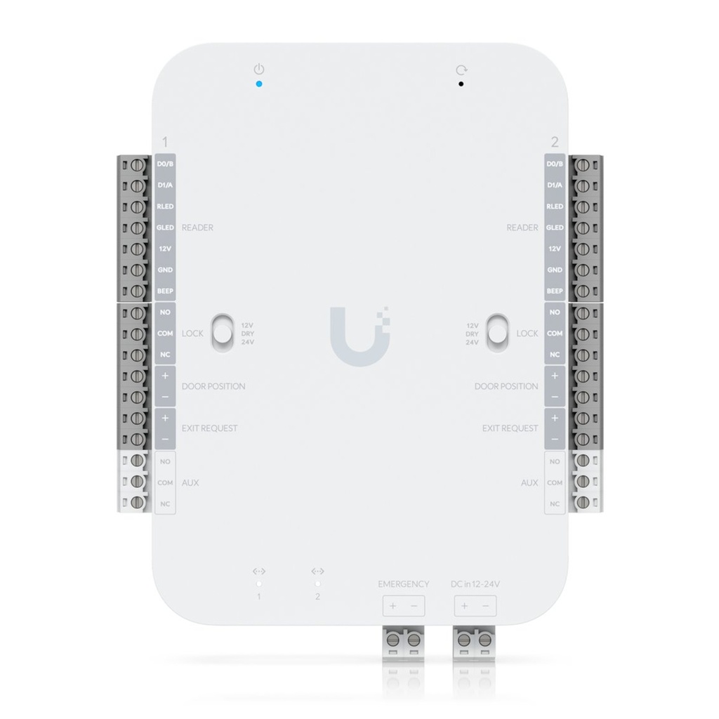 [UA-Retrofit-Hub-2] Ubiquiti - UniFi Access, Controlador Retrofit para 2 Puertas y Hasta 10.000 Usuarios, Compatible con Lectores Wiegand, 2 Puertos Ethernet, Relés para Cerraduras y Montaje DIN