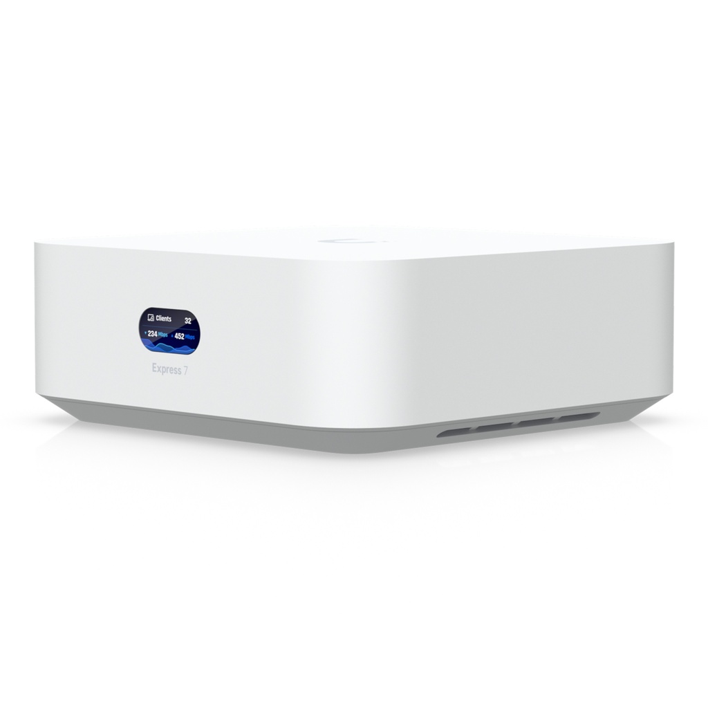 [UX7] Ubiquiti - UniFi Express 7, Gateway con Wi-Fi 7 Tribanda Integrado, WAN 10 GbE + LAN 2,5 GbE, IDS/IPS de 2,3 Gbps y Gestión de Más de 30 Dispositivos UniFi
