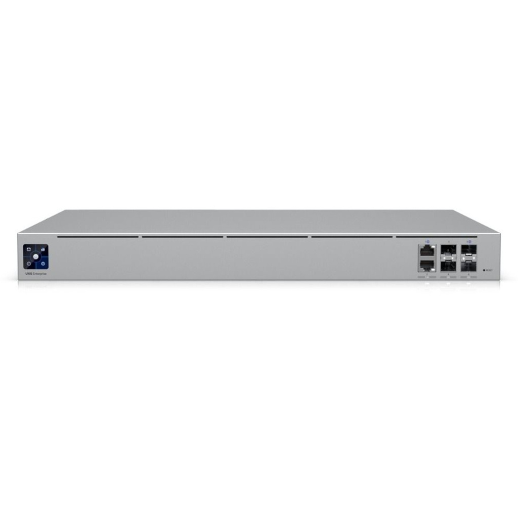 [UXG-Enterprise] Ubiquiti - UniFi Gateway Enterprise, Seguridad IDS/IPS de 12,5 Gbps, 2 SFP28 de 25G + 2 SFP+ de 10G + 2 RJ45 de 2,5 GbE, Multi-WAN y Doble Fuente Hot-Swap en Rack 1U