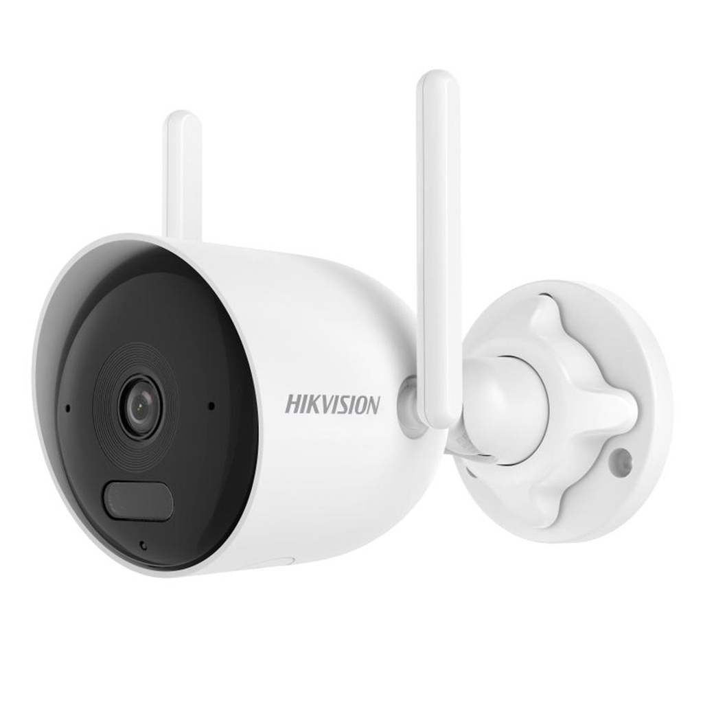 [DS-2CFW04(2.8mm)] Hikvision - Cámara Bullet IP Wi-Fi 6 2K [4MP] Luz Híbrida 30 mts IR + 30 mts Luz Blanca Audio Bidireccional Detección Humano/Vehículo Exterior IP66 H.265 Alcance Wi-Fi hasta 120 mts Puerto RJ45 Lente 2.8mm 124°