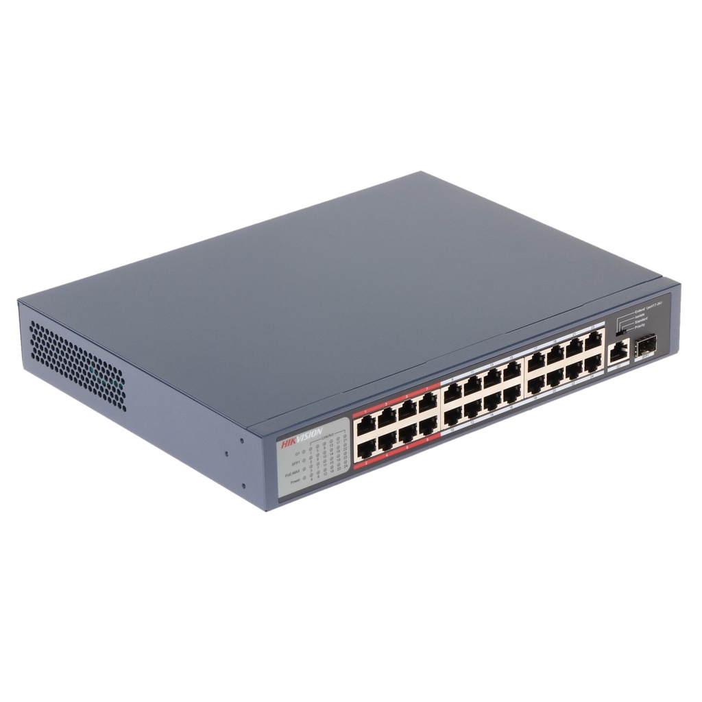 [DS-3E0326P-E/M] Hikvision - Switch POE 24 Puertos 10/100 Mbps + 1 Puerto SFP + 1 Puerto Uplink