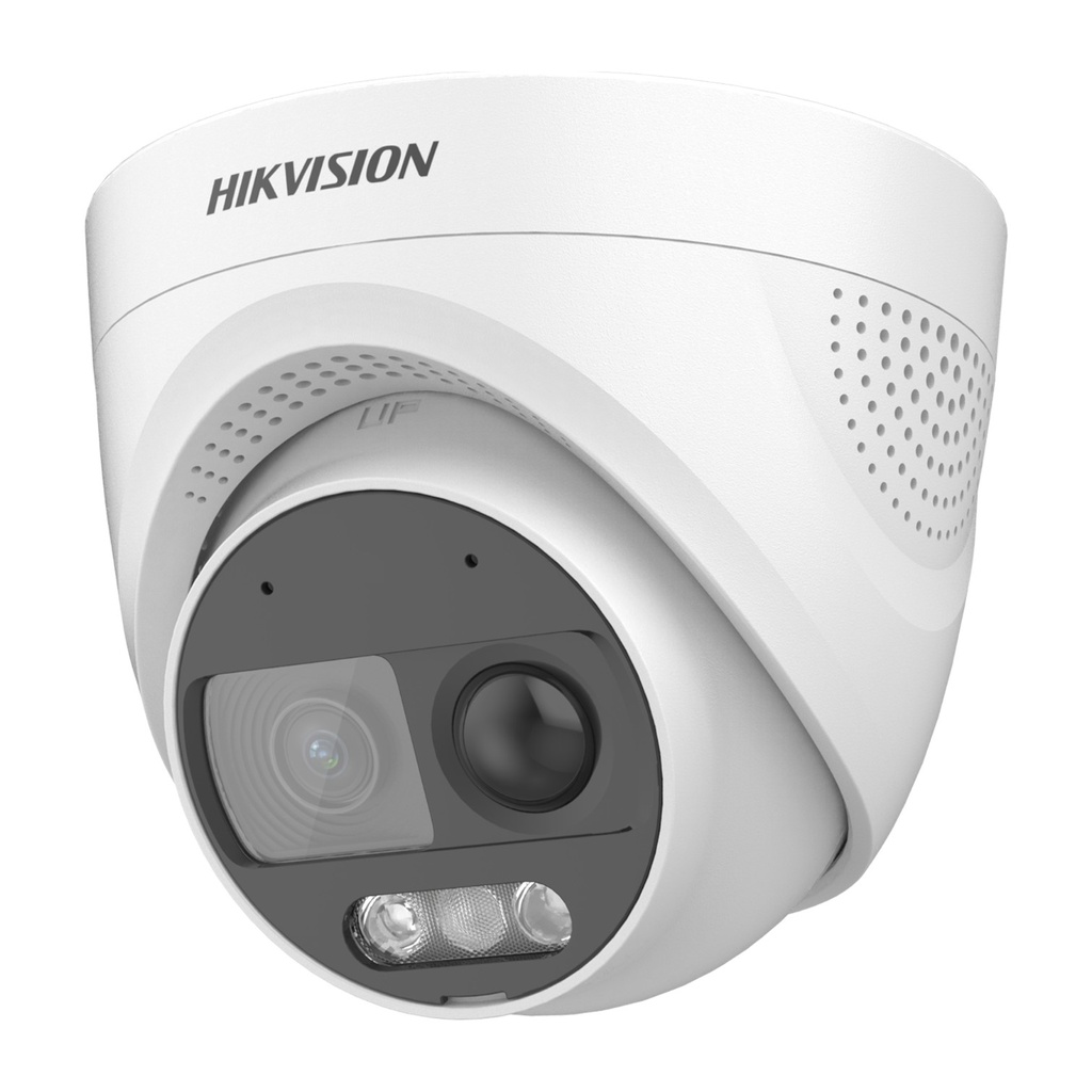 [DS-2CE72DF3T-PIRXOS(2.8mm)] Hikvision - Cámara HD Domo ColorVU con Audio 1080P [2MP] Lente 2.8mm [Metal/Plástico] Sensor PIR y Sirena