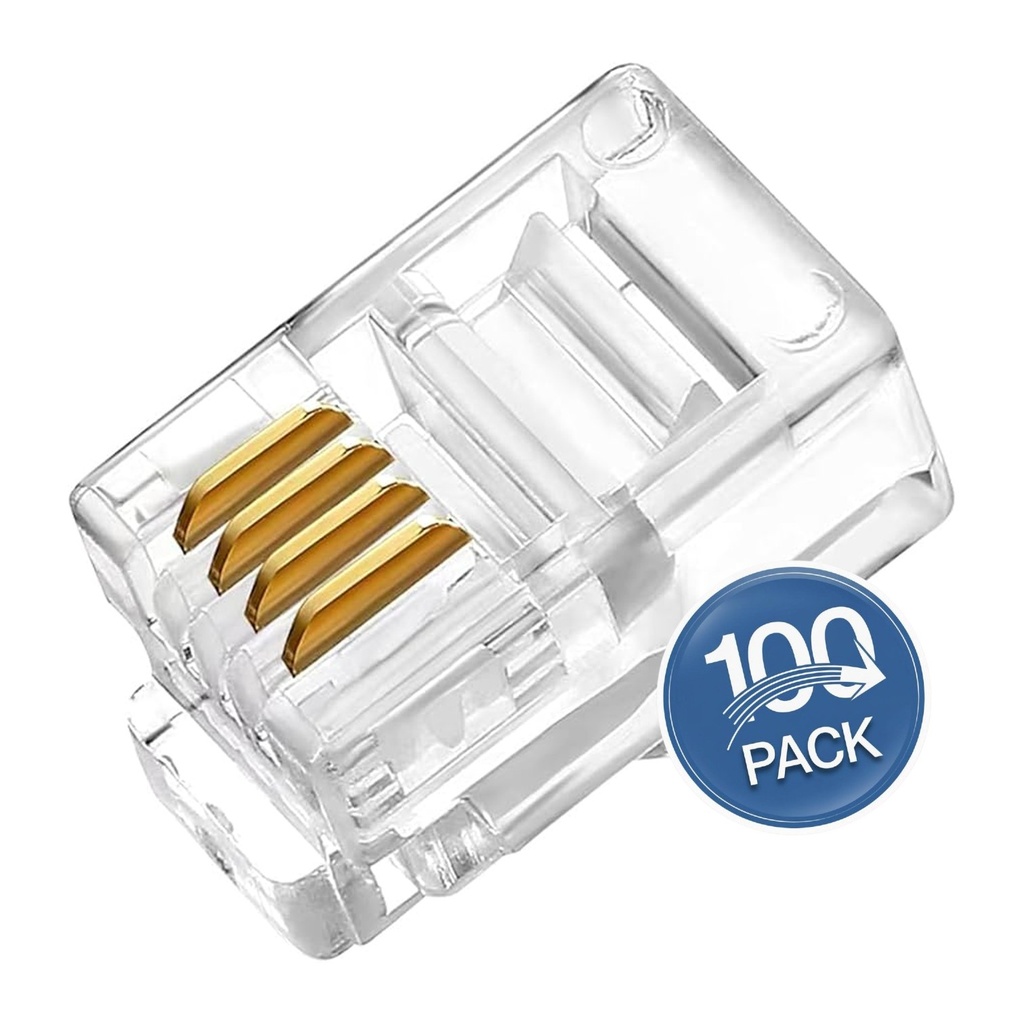 [ACC-CON-RJ9-100UND] Wireplus - Conector RJ9 [100 Unidades]