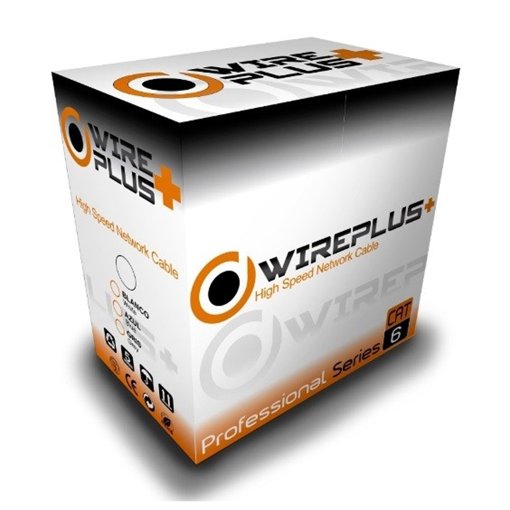 [CAB-UTP6-305] Wireplus - Cable UTP CAT6 (Categoria 6) CCA Interior (Azul) [Caja 305 Metros]