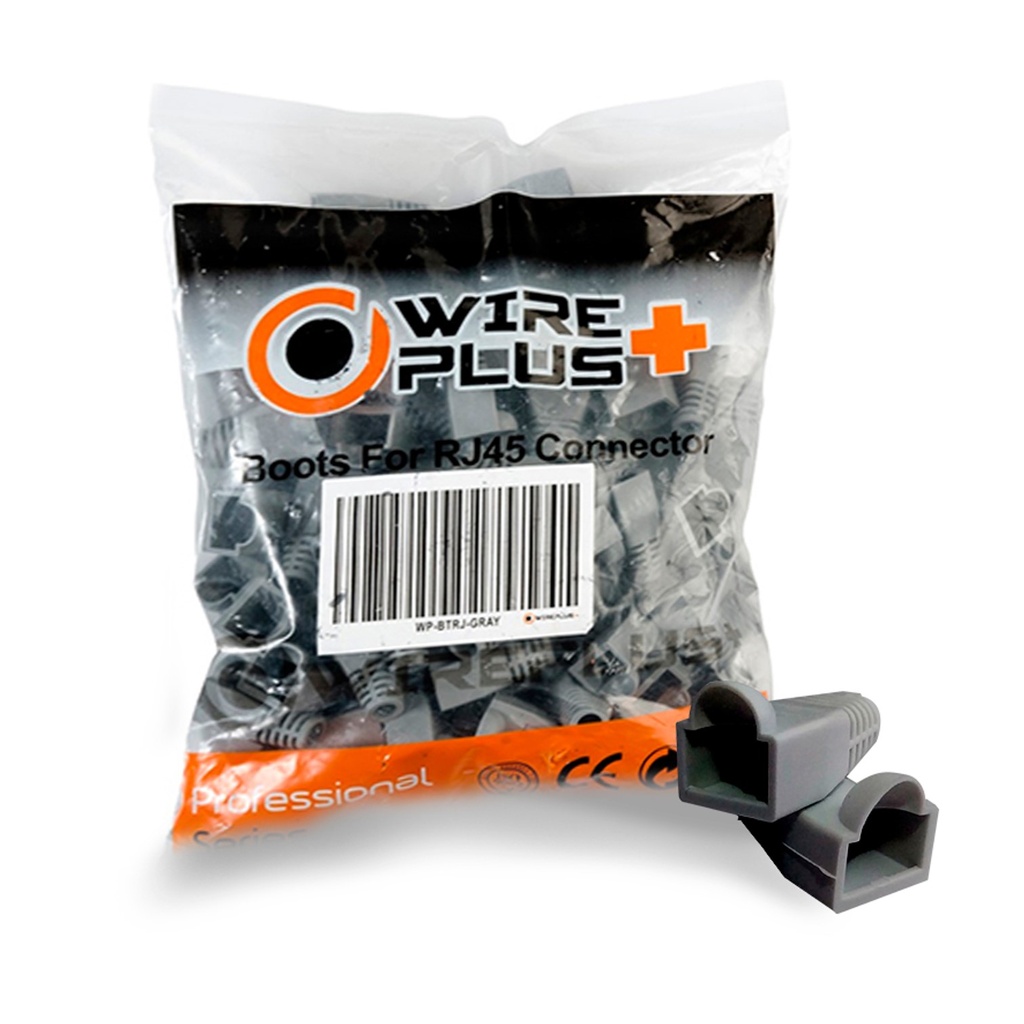 [WP-BTRJ-GRAY] Wireplus - Botas Protectoras RJ45 Color Gris [100 Unidades]
