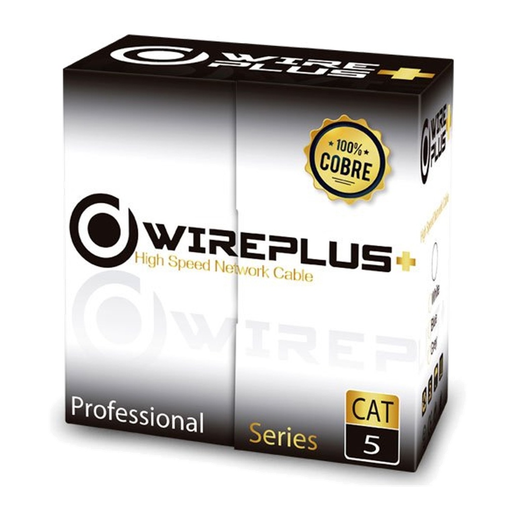 [CAB-UTP5-100-CO] Wireplus - Cable UTP CAT5e (Categoria 5e) 100% Cobre Interior (Gris) [Caja 100 Metros]